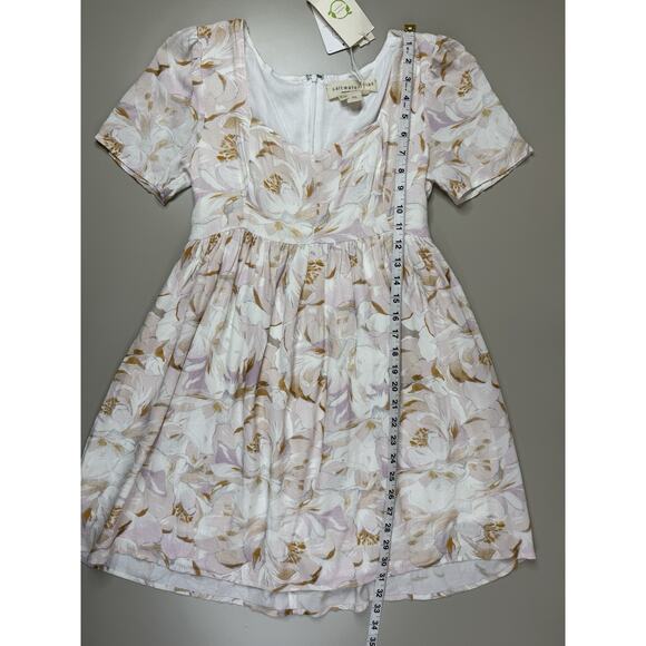 Saltwater Luxe Floral Short Sleeve Dress Womens XS White Pastel Pink Sweetheart - Picture 10 of 16